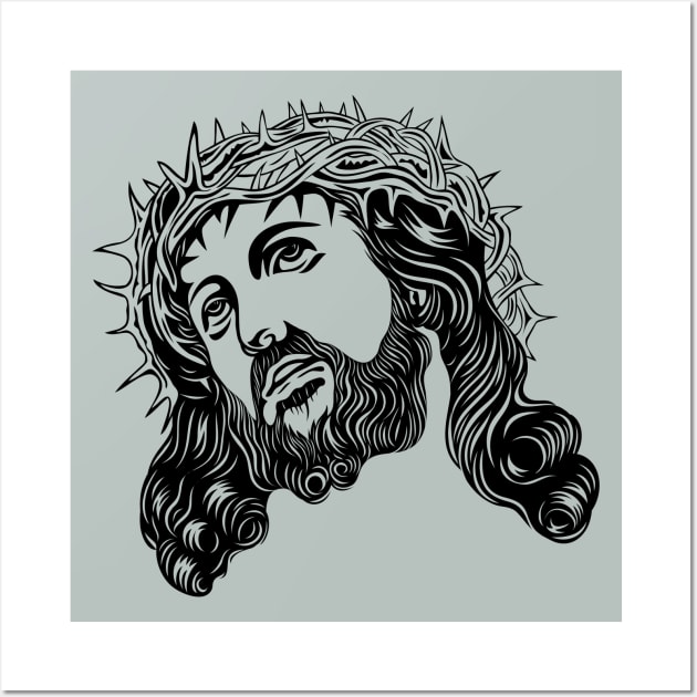 Jesus Christ Face Wall Art by martinussumbaji